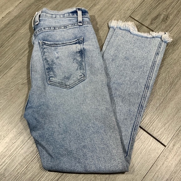 McGuire Denim Denim - McGuire “Valletta Straight” Light Wash Fringed Hem Straight Crop Jeans size 27
